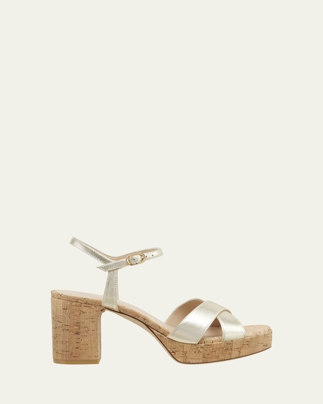Dayna Metallic Cork Crisscross Platform Sandals